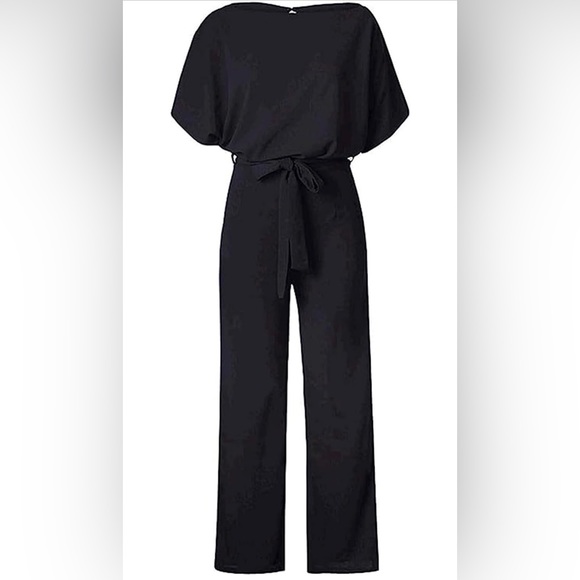 EUC XL Short Sleeve Belted Wide Leg Pant Romper/Jumpsuits - Picture 4 of 13